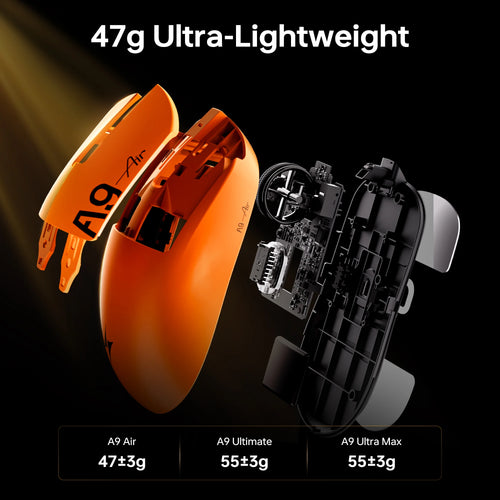 ATK A9 Air Ultimate Wireless Gaming Mouse Tri-Model Dual 8KHz PAW3950UItra 800mAh 42000DPI 750IPS Lightweight Ergonomic E-sports